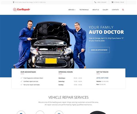 auto repair website template